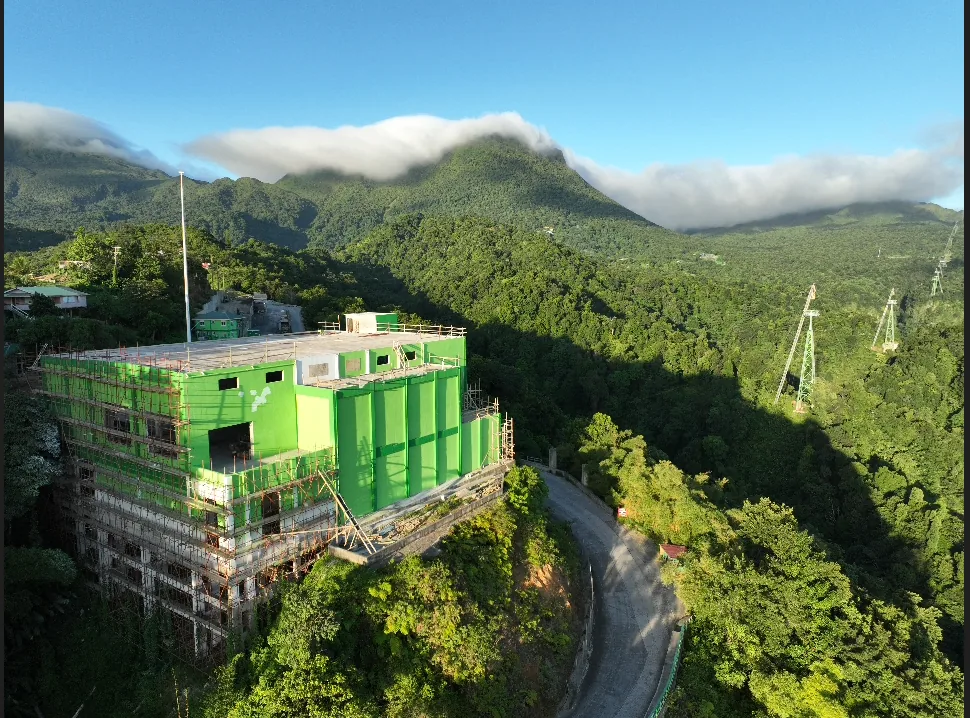 The main station takes shape on the forested ridge