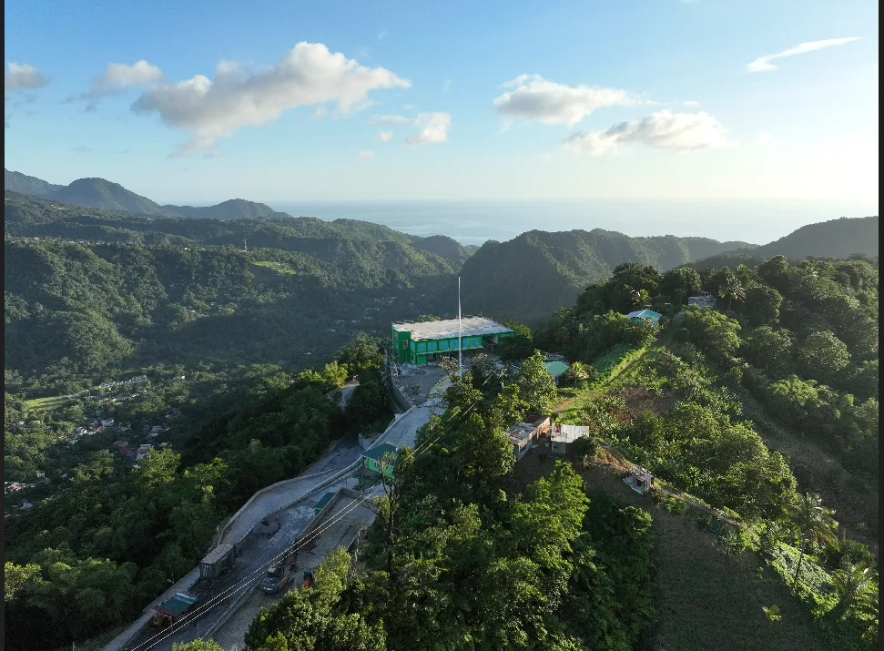 Aerial view of the Bottom Station and cableway alignment
