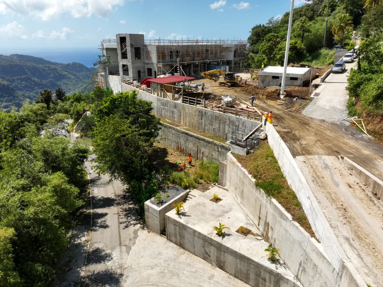 Construction advances steadily at the Dominica Cable Car Bottom Station